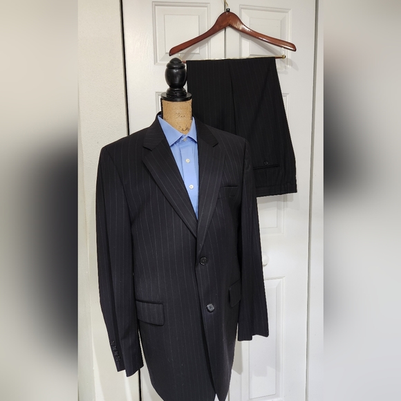 Jack Victor Suit Red Grey Pin striped suit pants 38R Men's Suit jacket 43R - Picture 2 of 11